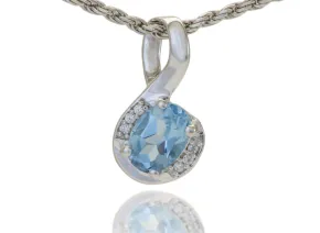 Μενταγιόν με μπλε τοπάζι 7x8mm